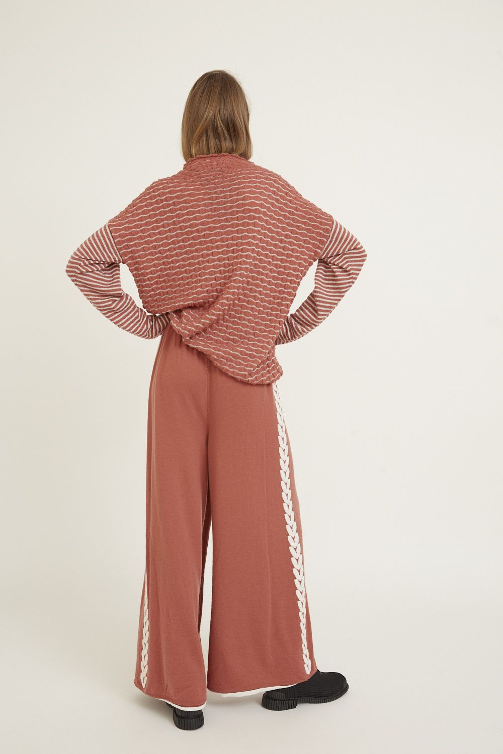 Premium Merino Wool Blend Knit Palazzo Pants - Wide Leg Comfort & Style