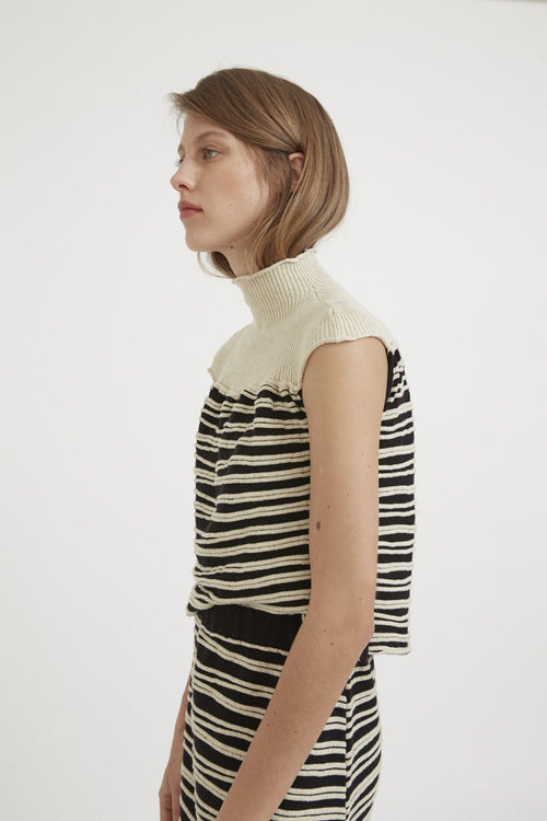 Branches Knit Cropped Top: Merino, Camel Wool Blend, Unique 3D Tree Motif