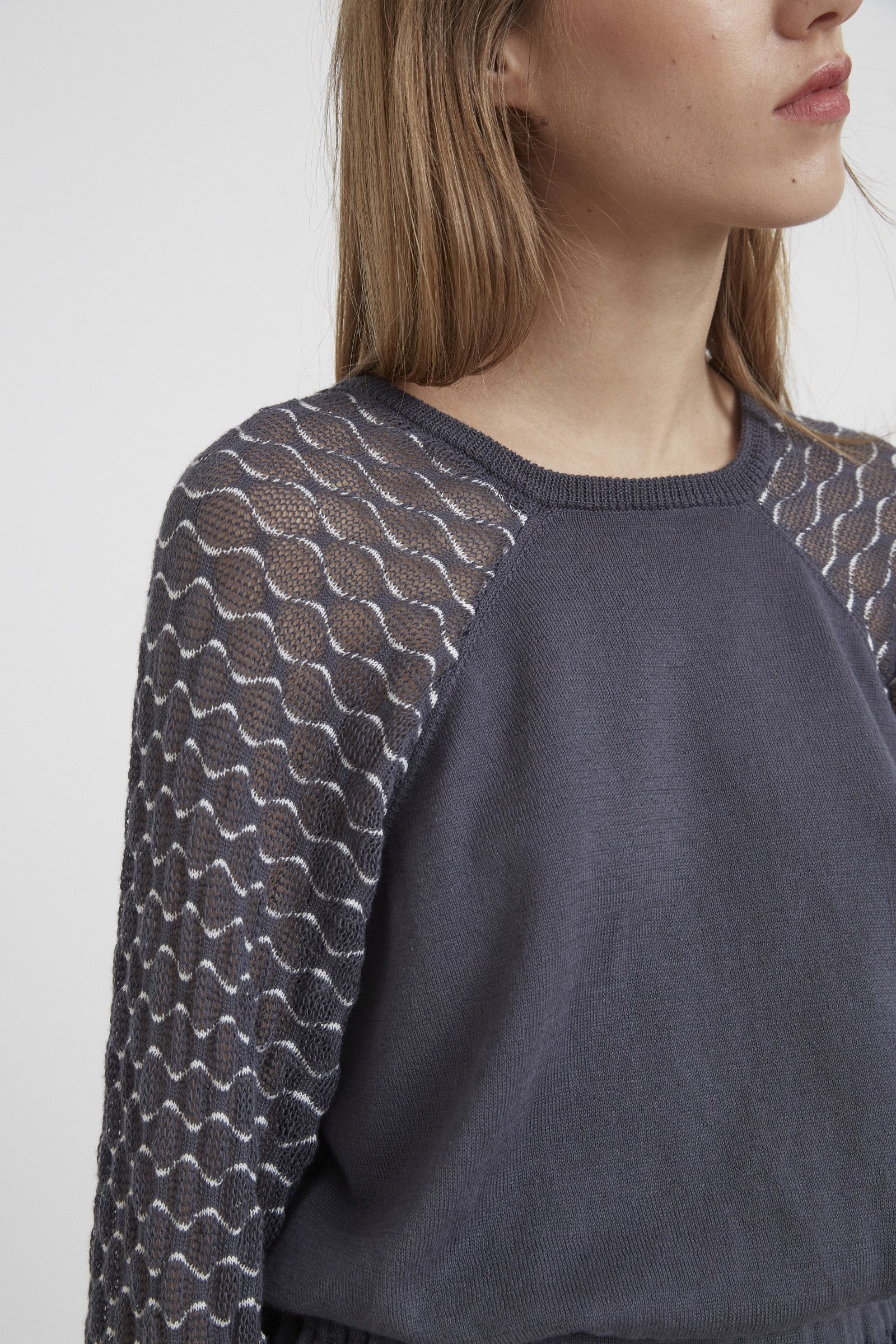 Ester Ferrando Knitwear Snowflakes Chic Loose-Fit Cotton Square Neck Top